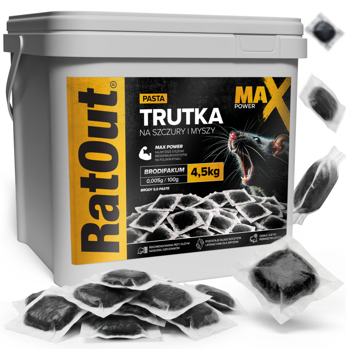 Pâte au brodifacoum RatOut (noire) Max Power 4,5kg