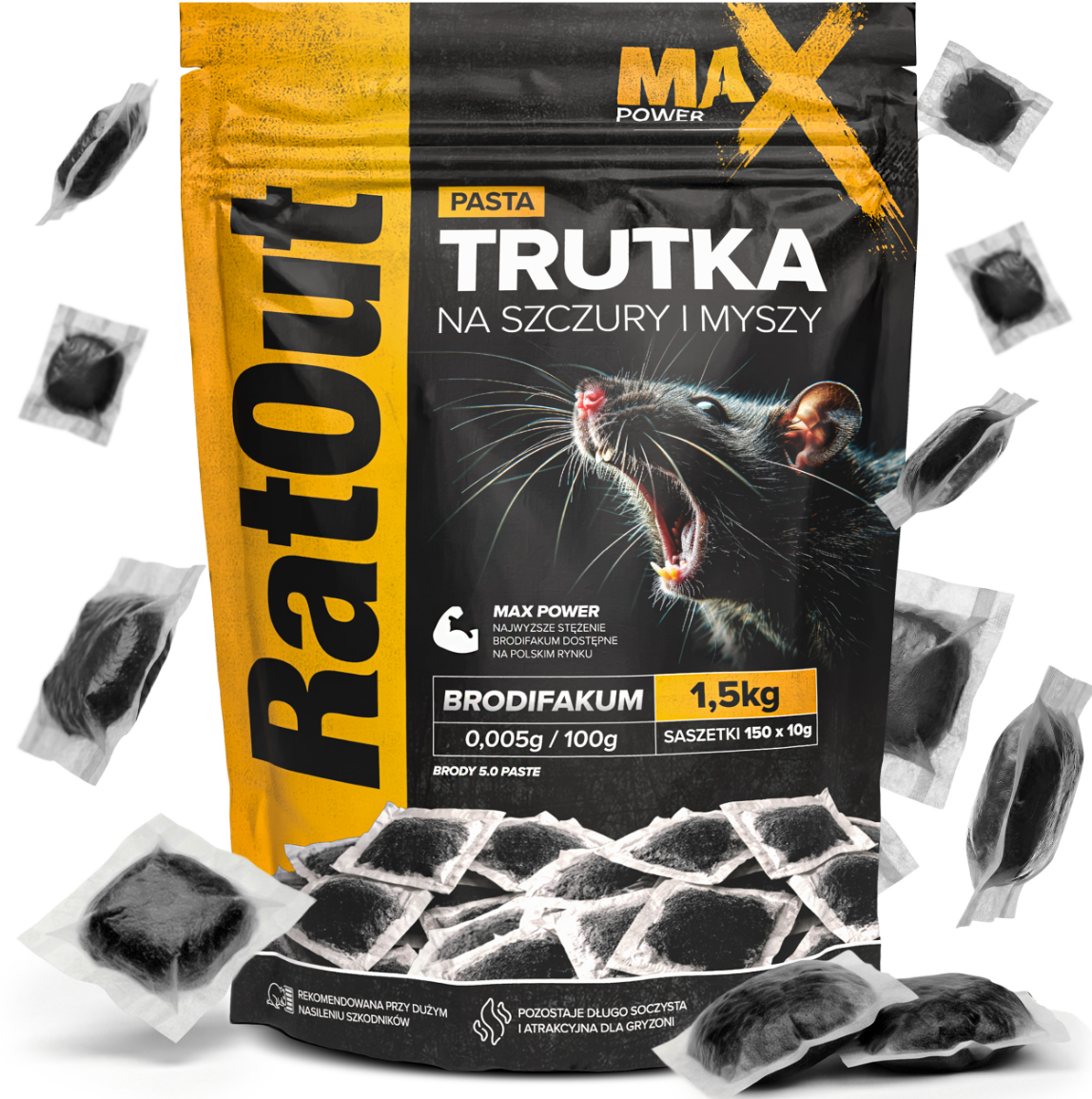 Pâte au brodifacoum RatOut (noire) Max Power 1,5kg