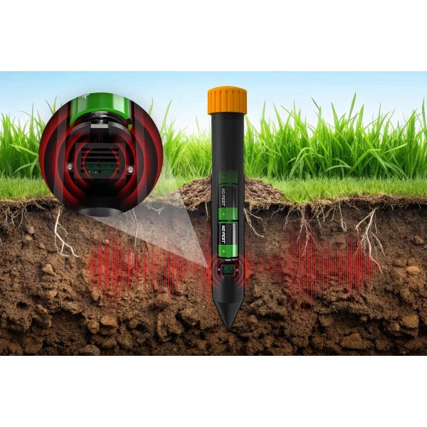 Akustischer Maulwurf- und Wühlmausschreck Sonic Shock Repeller No Pest® 800m²