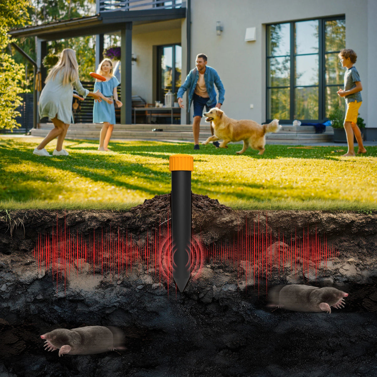 Odstraszacz na krety, nornice dźwiękowy Sonic Shock Repeller No Pest® 800m²