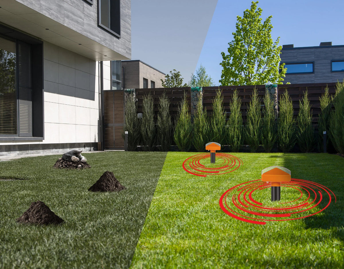 Solarny odstraszacz kretów, nornic 1800 m² No Pest® Thor Hammer Repeller 2 szt