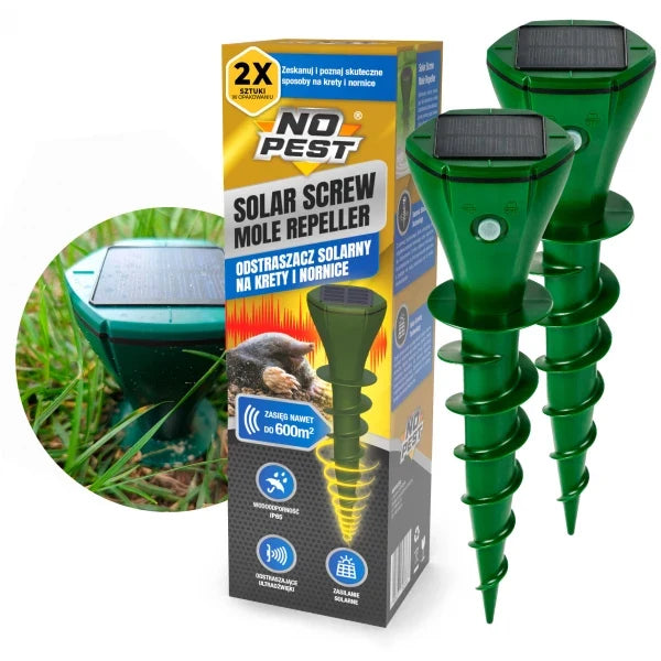 Solar verjager voor mollen en woelmuizen 600 m² No Pest® Solar Screw Mole Repeller 2 stuks