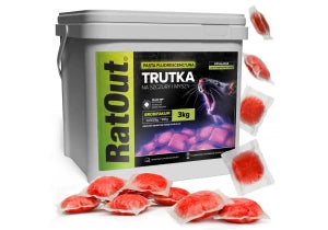 Trutka na myszy, szczury, gryzonie, pasta fluorescencyjna brodifakum RatOut® wiadro 3 kg