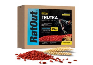 Trutka na myszy, szczury, gryzonie, zatrute ziarno brodifakum RatOut® karton 10 kg