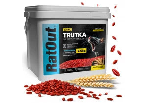 Trutka na myszy, szczury, gryzonie, zatrute ziarno brodifakum RatOut® wiadro 7,5 kg