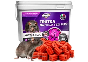 Trutka na szczury, myszy, gryzonie od No Pest® kostka fluorescencyjna brodifakum 4 kg