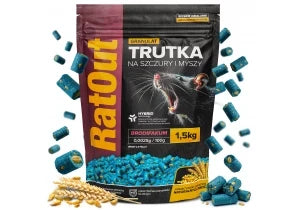 Trutka na szczury, myszy, gryzonie, granulat, pellet brodifakum RatOut® worek 1,5 kg